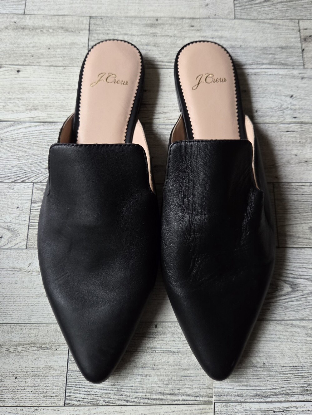 J.Crew Pointed Toe Leather Slides